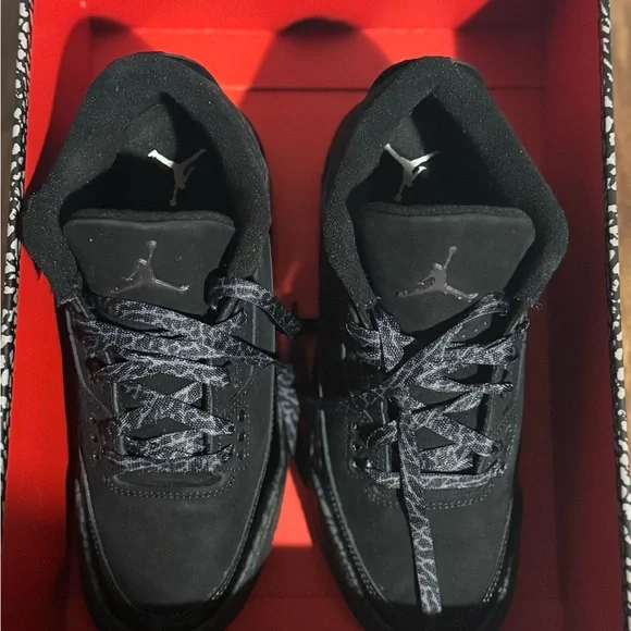 Black Cat Jordan Kids Sneakers in Black and Gray